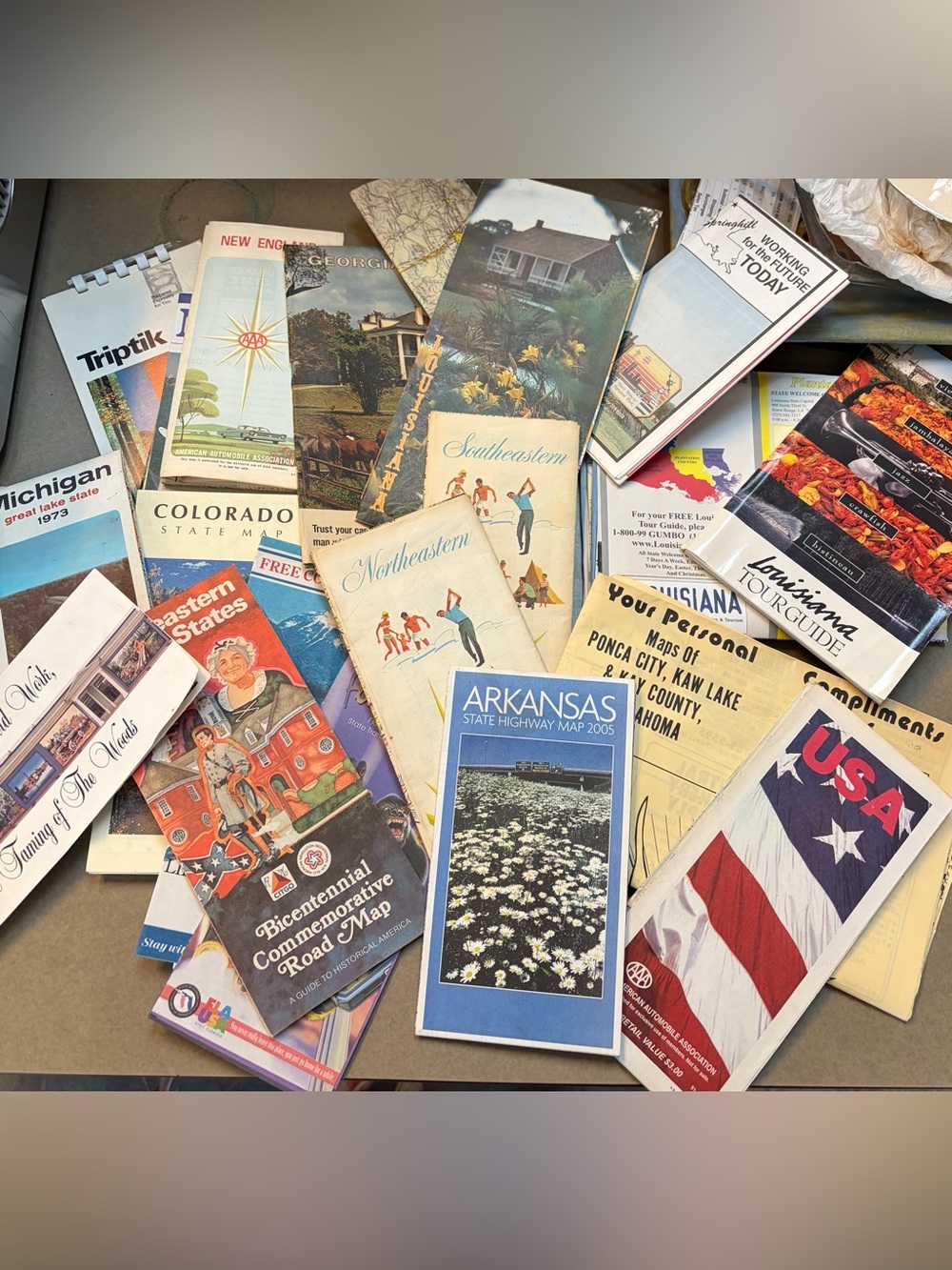 Vintage US road maps travel guides lot of over 20 historic info vacation